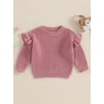 thumbnail image 4 of Toddler Baby Girls Spring Knit Sweater 3 6 9 12 18 24 Months 2T 3T Long Sleeve O Neck Solid Color Pullover Knitwear, 4 of 9