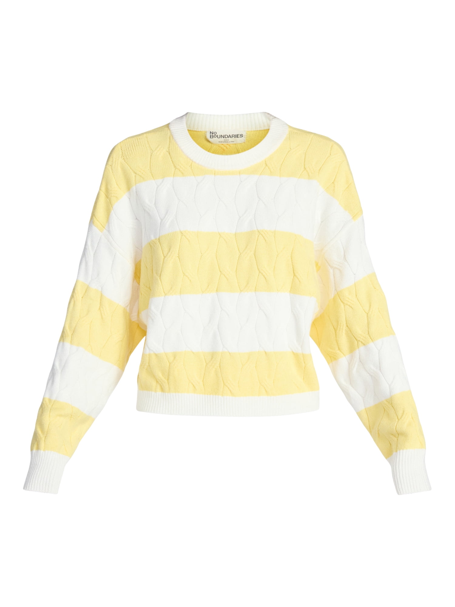 No Boundaries Drop Shoulder Crewneck Pullover Sweater, Midweight, Women's XXS-XXL