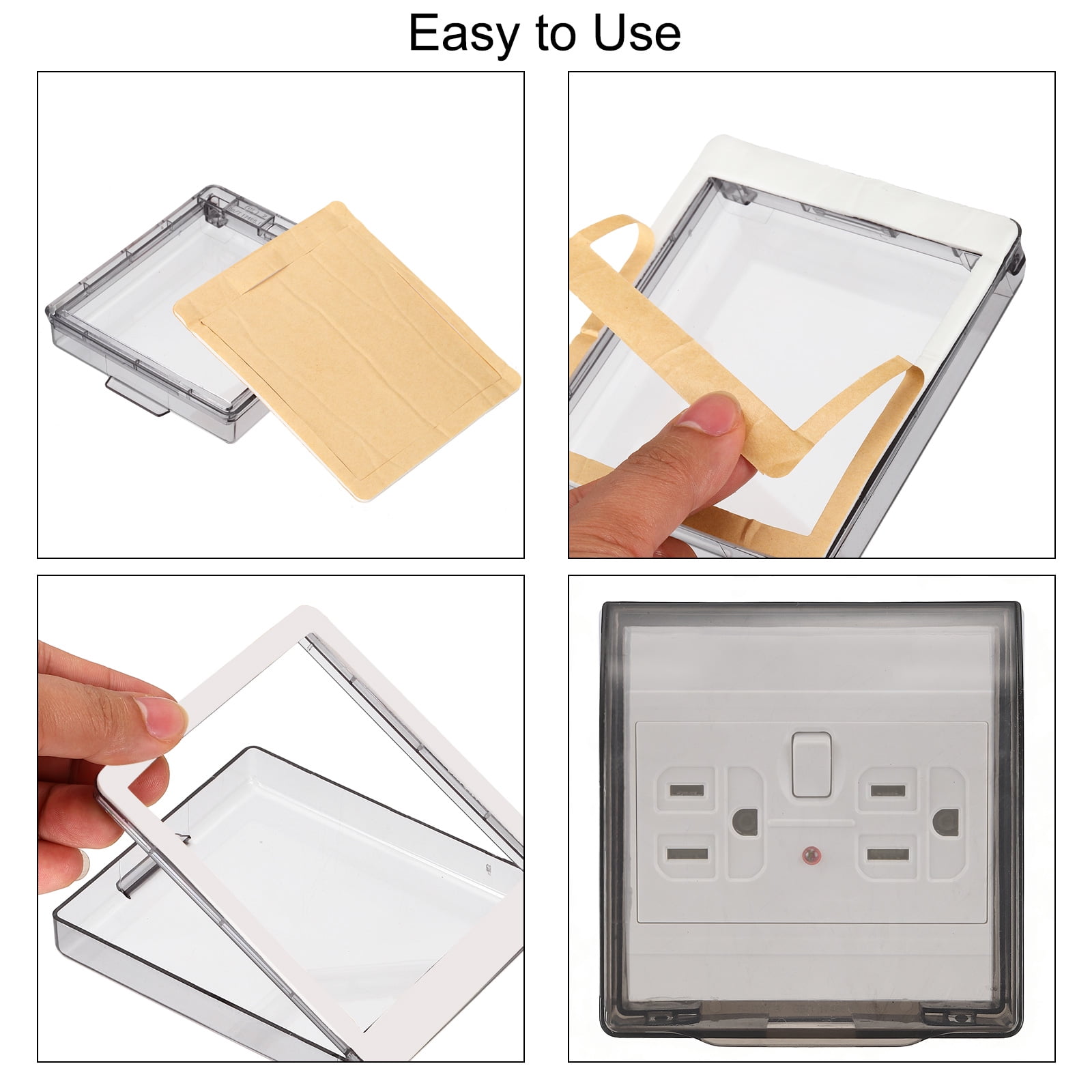 Uxcell 2Pcs Waterproof Electrical Outlet Cover 86-Type Protector Universal 1-Gang Wall Socket Protector Receptacle Cover for Bathrooms Outdoor Plug, Transparent Black 4.53 x 4.02 x 2.48in