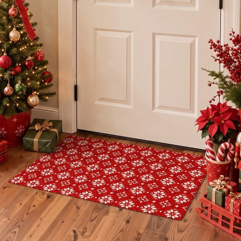 KUETH 4'x6' Christmas Machine Washable Area Rug, Non-Slip Rugs for ...
