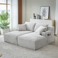 thumbnail image 3 of Leumius Oversized Double Chaise Lounge Sofa Bed, Boneless Lounge Sofa Bed with Cupholders,Fluffy Modern Sleeper Loveseat for Living Room,No Assembly Required,Light Gray, 3 of 11