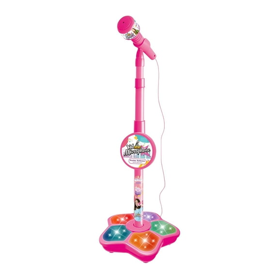 GJX Kids Karaoke Machine With Stand, Kids Microphone With Flashing Stage Light Adjustable Stand Gift For Kids Over 3 Years Old