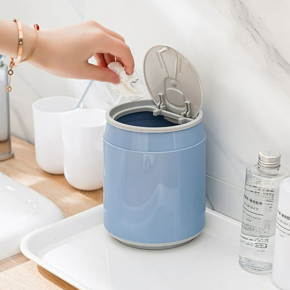 PAMINGONO Garbage Can for Bedroom Sky-Blue Plastic 1Set with Odor Reduction