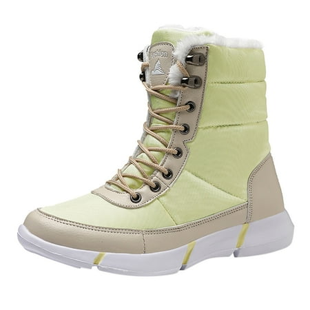

Womens Winter Warm Snow Boots Waterproof And Non Slip Lace Up Cotton Shoes Snow Boots Winter Shoe Boots Womens Mid Calf Snow Boots