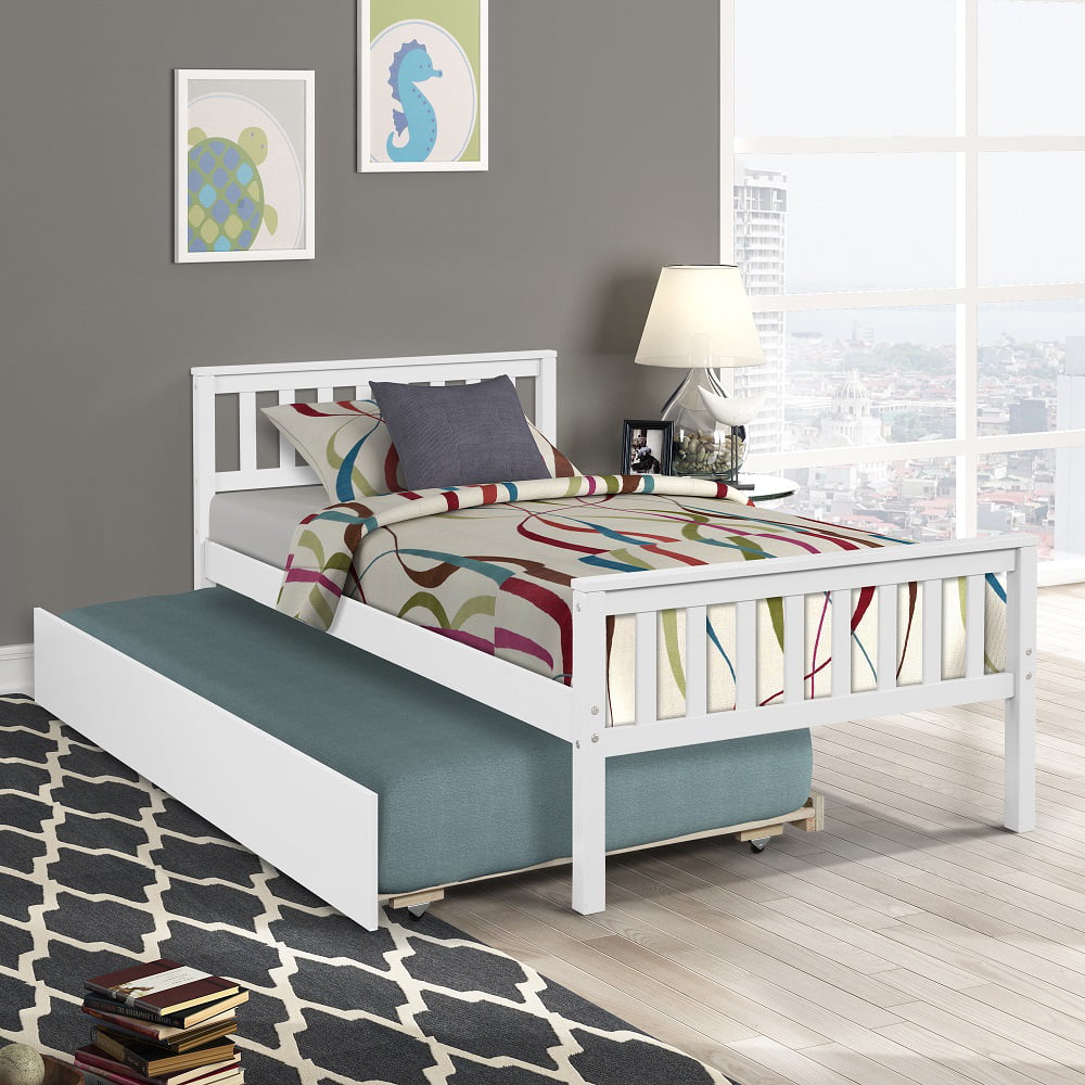 Kids Twin Bed Frame No Box Spring, Girls Twin Bed With Trundle