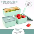 thumbnail image 4 of Fiambrera, Bento Box 1400ML Bento Box Fiambrera con 3 Compartimentos y Cubiertos, Fiambrera Bento para Calentamiento en Horno Microondas, Fiambrera de Plástico para Niño Adulto JFHHH pequeña, 4 of 5