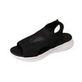 thumbnail image 4 of Rokment Womens Athletic Mesh Running Walking Nursing Tennis Sandals Lightweight Breathable Open Toe Orthopedic Slip on Sock Comfortable Memory Foam Casual Flat Summer Shoes Black Size 6.5, 4 of 5