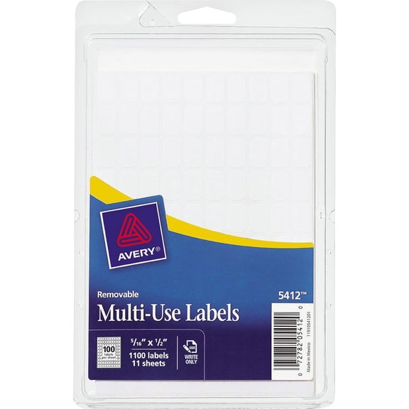 Avery® Removable ID Labels - 5/16" Width x 1/2" Length - Removable Adhesive - Rectangle - White - Paper - 1000 / Pack | Bundle of 2 Packs