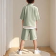 thumbnail image 5 of And Boys Summer Short Sleeve Lapel Sets Blouses And Casual Long Pants Baby Sport Suit Shorts, 5 of 6