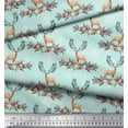 thumbnail image 2 of Soimoi Green Cotton Duck Fabric Deer & Floral Print Fabric by the Yard 42 Inch Wide, 2 of 3