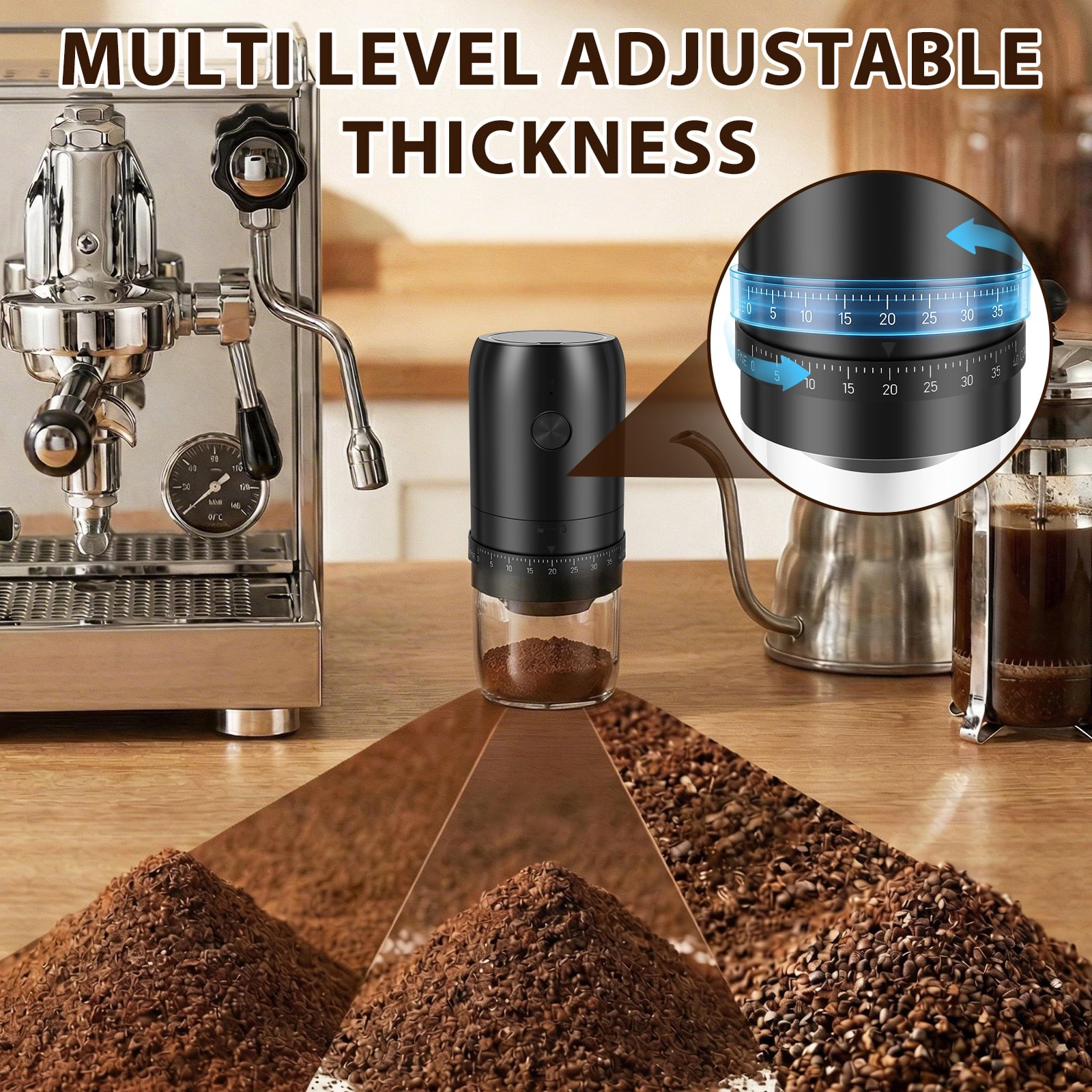 FkszlL Electric Burr Coffee Bean Grinder with 40 Adjustable Setting Cordless Mini Coffee Grinder with Conical Ceramic Burr Ideal for Home Travel Camping and Office