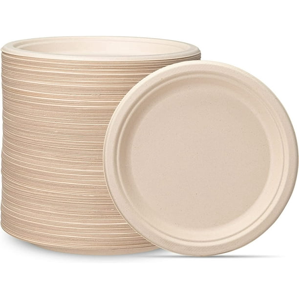 Comfy Package 9 Inch Paper Plates Heavy Duty Compostable Plates, 250