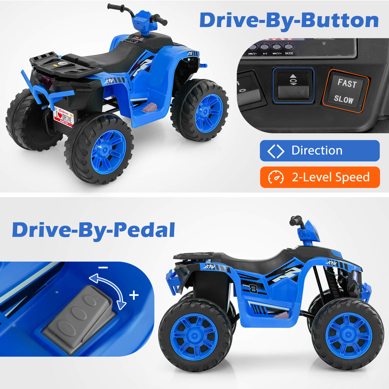 Infans 24V Kids Ride-On Electric ATV 4-Wheeler Quad Car with Wireless Connection
