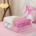 thumbnail image 6 of Homewish Minimalism Pink Stripes Zipper Full Size Comforter Sets with Fitted Sheet and 2 Pillowcases,Abstract Geometric Zipper Bedding Set,Pink Reversible,4pcs, 6 of 8