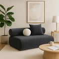 thumbnail image 7 of Benjara 51" Curved Armless Modular Sofa Chair- 2 Throw Pillows- Dark Gray, 7 of 7