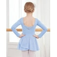 thumbnail image 2 of Oudiya Girls Long Sleeve Ballet Leotard Dance Dress Outfit with Shiny Skirt for Kids 3-11Y, 2 of 6