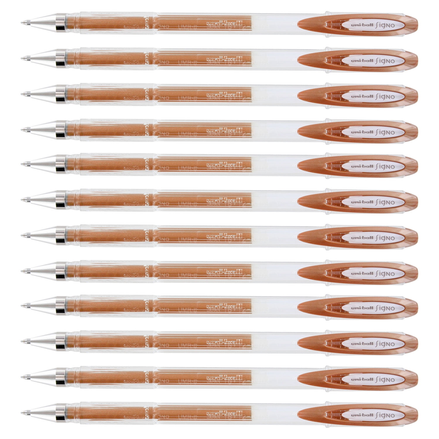 Uni-Ball Signo Gel Stick Pen, 0.7mm, Medium Point, Metallic Bronze, 12-Count