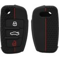 thumbnail image 1 of Funda para Llave de Coche Compatible con Llave de 3 Llaves Audi - Carcasa Protectora de Silicona Suave - Negro-Rojo Rojo Verde, 1 of 2