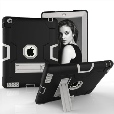 iPad 2 Case,iPad 3 Case,iPad 4 Case, Allytech Three Layer Shockproof Armor Defender Protective Case Cover with Kickstand for iPad 2nd Gen / iPad 3rd Gen / iPad 4th Generation