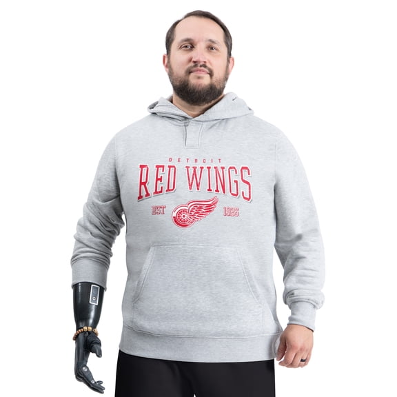 Men's G-III Sports by Carl Banks Gray Detroit Red Wings Adaptive Classic Team Spirit Fleece Hoodie