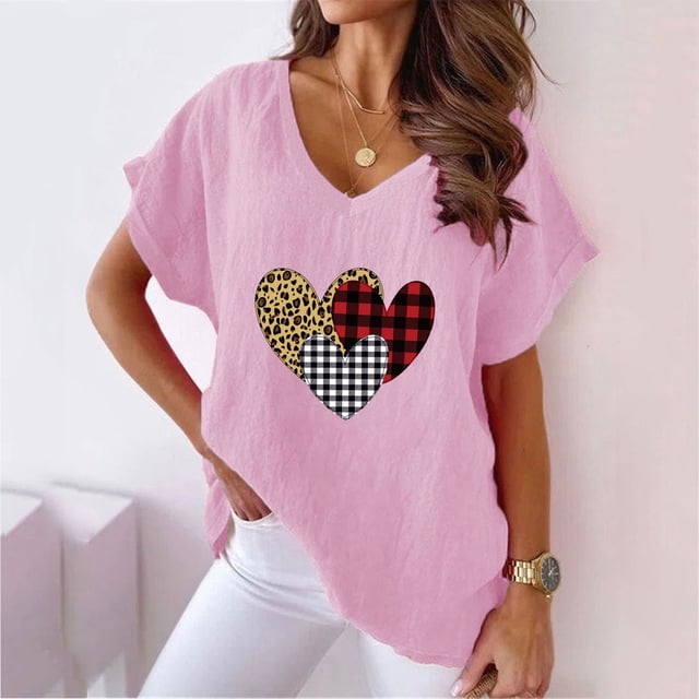 LSLJS Women V-neck Imprimé T- Mode Confortable Cadeaux pour Femmes Blouses Tops, pour Women