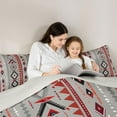 thumbnail image 5 of Castle Fairy Kids Teens Bohemian Aztec Twin Comforter Sets,Grey Red Bedding Set, 5 of 8