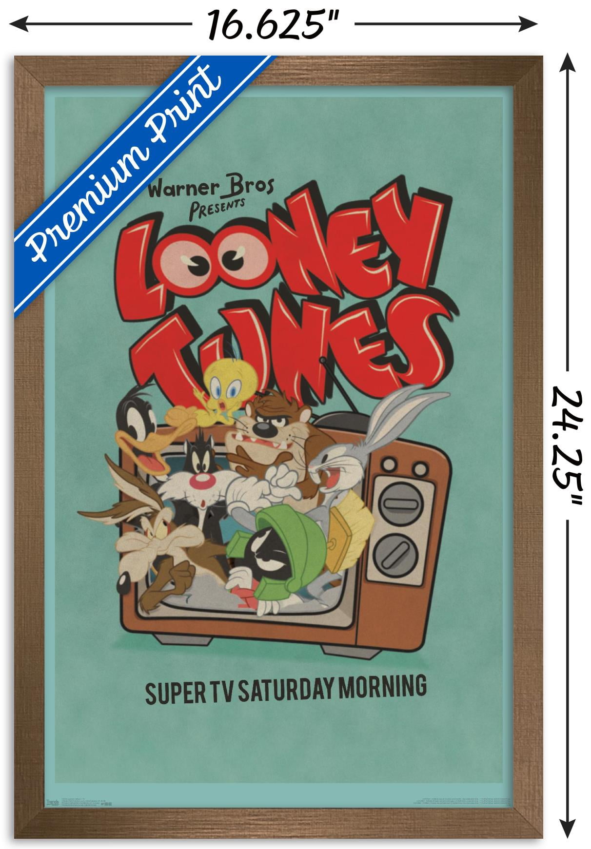 Looney Tunes - Group - Super TV Saturday Morning Wall Poster, 14.725" x 22.375", Framed