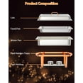 thumbnail image 3 of Towallmark Chafing Dish for Buffet Set, 6 Packs 8 Qt Chafers and Buffet Warmers Sets With Folding Frame, Spoon & Tweezer for Weddings Parties Banquets Catering Events, Rose Gold, 3 of 7