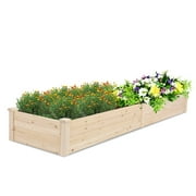 Tcbosik Outdoor Gardens 8 ft Raised Garden Bed Wooden Garden Box Patio Raised Beds Backyard Elevated Garden Bed Planter Box Grow Vegetables Fruits Herb Yard Fast Easy Assembly