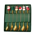thumbnail image 1 of Juego de cucharas navideñas de acero inoxidable con tema de árbol, Papá Noel y estrella. Cucharas para remover café. Utensilios de cocina festivos con caja de regalo, 1 of 7