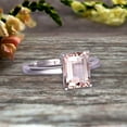 thumbnail image 3 of 7x5mm Emerald Cut 1 Carat Morganite Engagement Ring Wedding Ring Promise Ring 10k White Gold Solitaire Anniversary Ring Personalized for Brides, 3 of 4