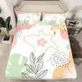 thumbnail image 2 of jejeloiu Rustic Plant Leaves Bed Sheets,Tropical Monstera Leaf King Sheets,Pink Cute Floral Sheet Set For Kids,Luxury Bedroom Decor,4pcs, 2 of 7