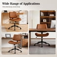 thumbnail image 6 of FASTES Armless Office Desk Chair, Ergonomic Desk Chair Mid-Century Modern Swivel Vanity Chair PU Leather Computer Task Chair for Small Space & Home Office, Brown, 6 of 8