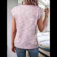 thumbnail image 4 of Blusas de Verano para Mujer, Informales, de Cuello Redondo, de Punto Gofre, con Mangas , Blusas Holgadas. Rosa L, 4 of 6