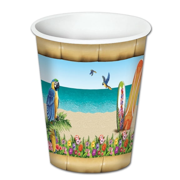 Party Central Club Pack of 96 Blue and Green Paradise Disposable Paper Drinking Party Tumbler Cups 8