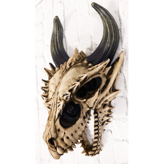 Jurassic Beowulf Gnarling Dragon Head Skull Realistic Fossil Wall Decor Figurine