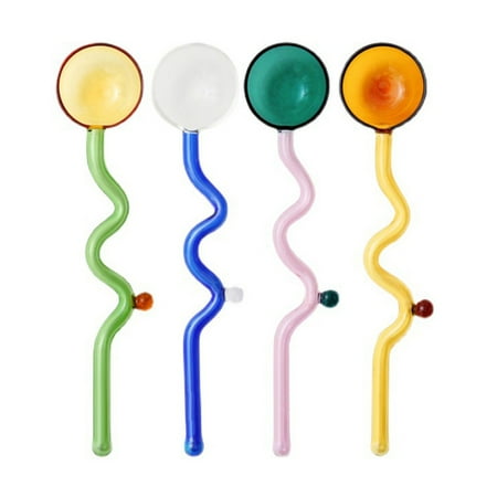 

Xmarks 2 Piece Heat Resistant Wave Shape Glass Spoons Stirring Spoons for Salt Sugar Tea Coffee Cocktail Milkshake Cold Drink