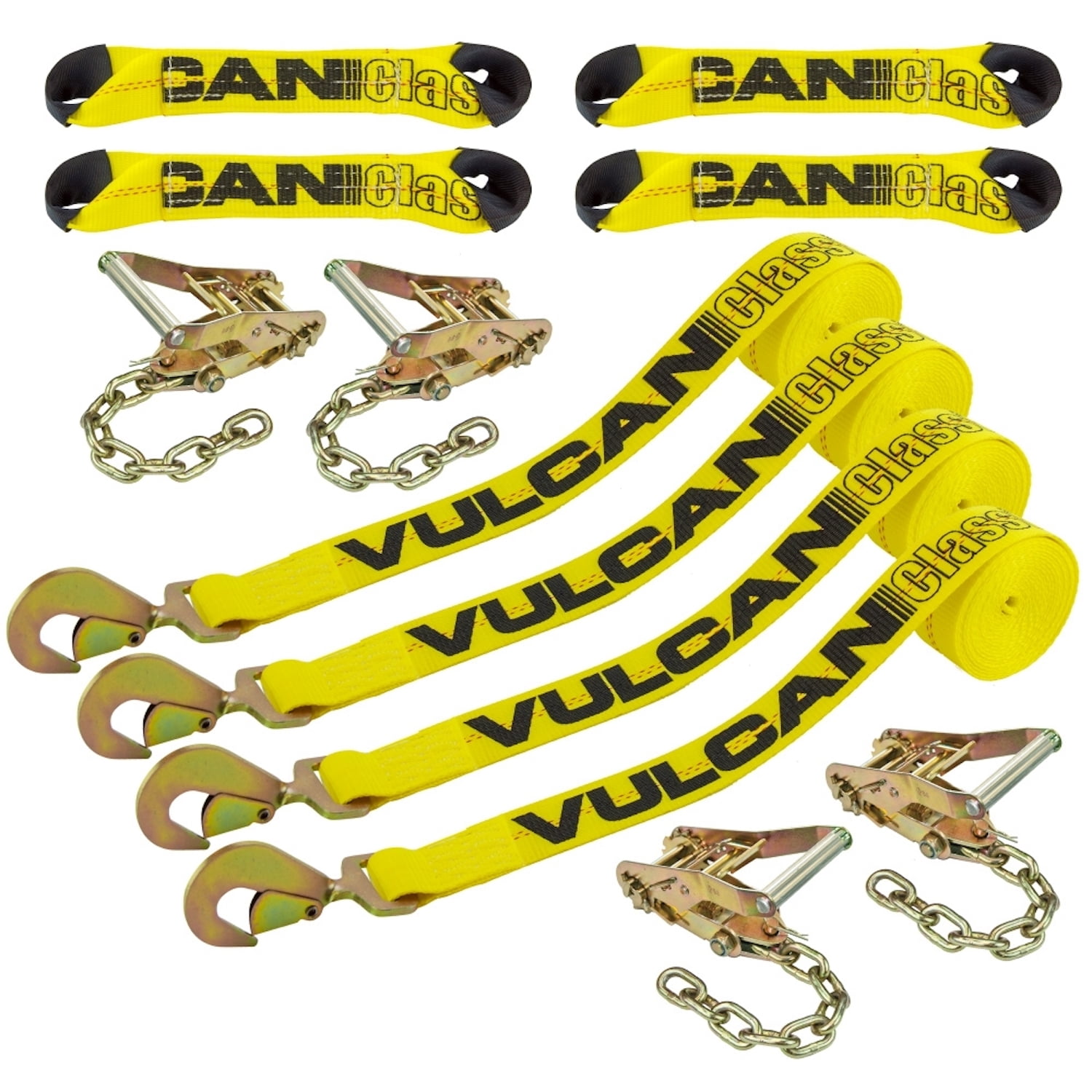 VULCAN Axle Tie Down Strap, Snap Hook Ratchet - 2" X 114", 4 Pack