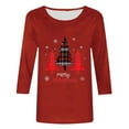 thumbnail image 4 of LiMoi Women's Cozy Xmas Tees with 3/4 Sleeve Round Neck and Jolly Xmas Tree Print Tshirts Tops Shirts Blouse My Items, 4 of 5