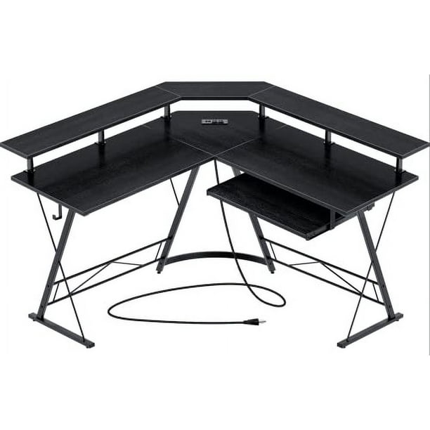 Rolanstar Computer Desk L Shaped with Power Outlet and USB Port