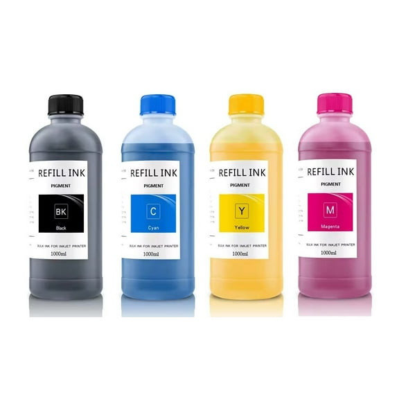 10000ml Pigment Bulk Premium Refill Ink Bottles Wide Printer Compatibility - 4 Color