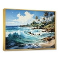 thumbnail image 2 of Designart "Turquoise Tropics With Palm Tree" Palms & Palm Trees Floater Framed Canvas Art Print, 2 of 5