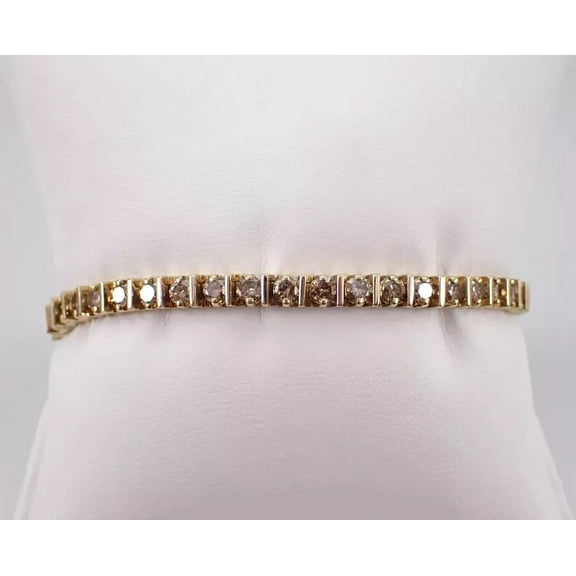 "6.5 Ct Round Simulated Diamond Tennis Bracelet, 925 Sterling Silver Yellow Gold Plated, Unique Jewelry for Women"