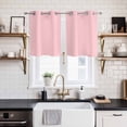 thumbnail image 2 of Pink Kitchen Curtains Small Short 39 Inch Length, Farmhouse Pink Decor Grommet Top Bedroom Living Room Curtains, Light Filtering Cafe Curtain Drapes 2 Panels Set 55''x39'', 2 of 9