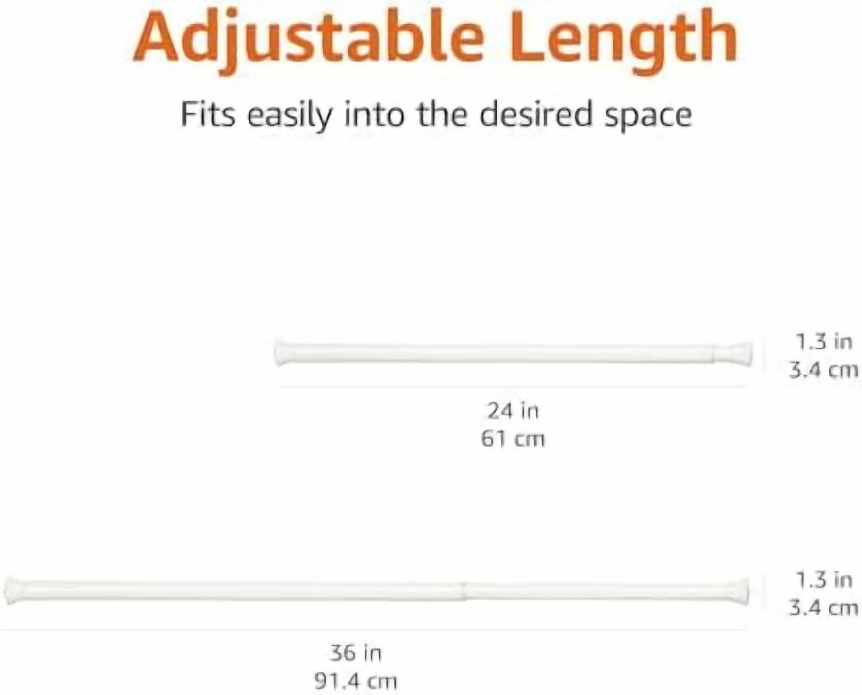 Tension Curtain Rod, Adjustable 24-36" Width - White, Classic Finial