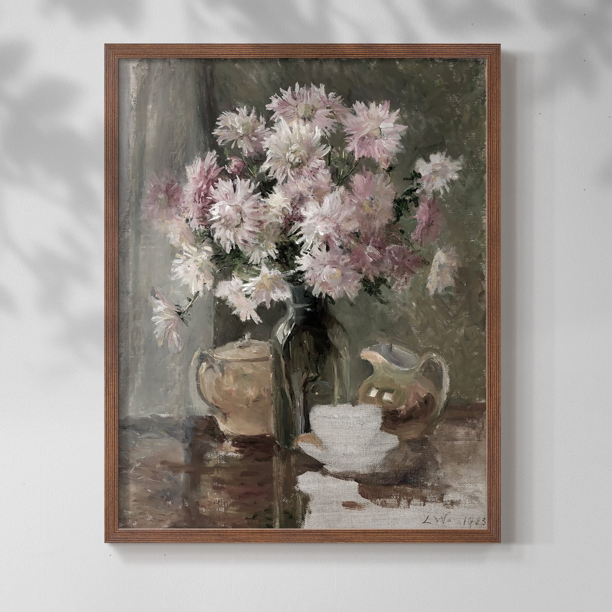 Vintage Floral Print CV - 10in. x 8in. Vintage Framed Print in Walnut Wood Frame