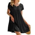 thumbnail image 3 of Langwyqu V-Neck Short Sleeved Women Loose Oversize Casual Mini Shirt Dress, 3 of 5