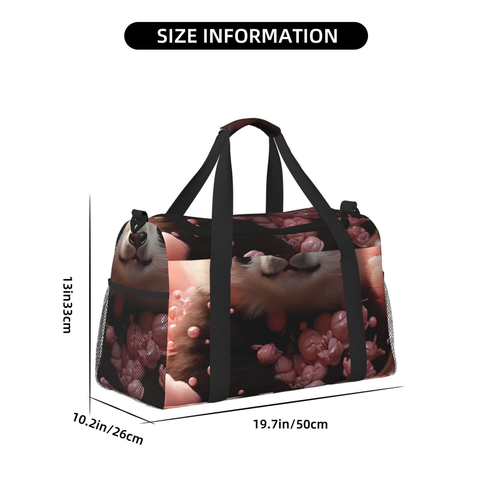 Fuzoiu Cute Cloud Panda Print Travel Duffle Bag,Carry On Tote Bags,Duffel Bag,Sport Gym Bag, Hospital Bag for Labor and Delivery, Overnight Bag,Luggage Bag