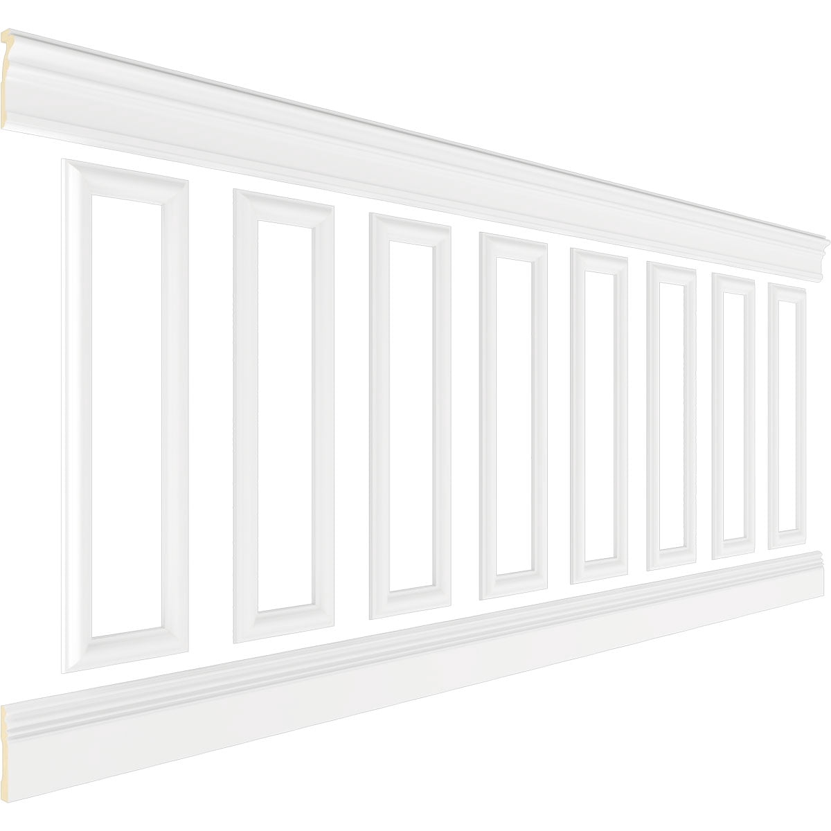 Ekena millwork 94 1/2"L (Adjustable 40"H to 44"H) Ashford Square Panel Traditional Wainscot Paneling Kit