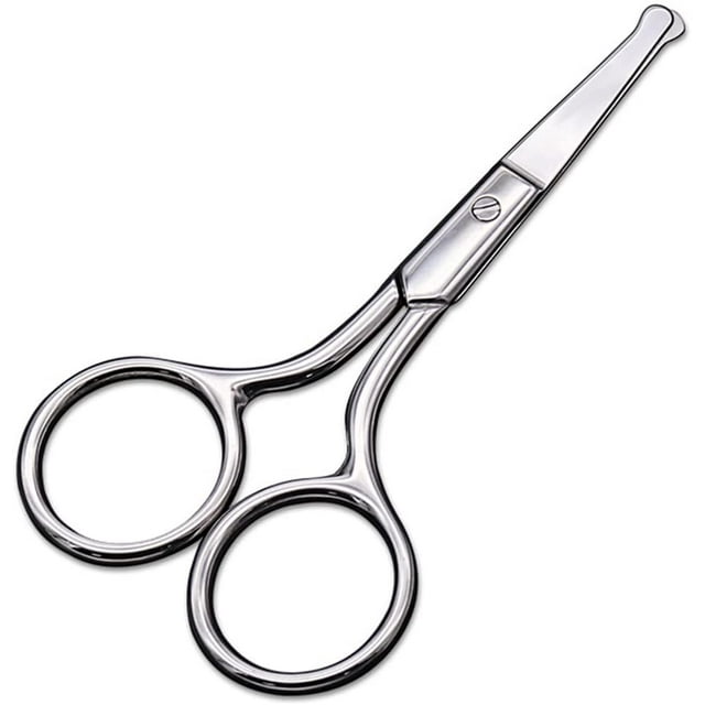 Ciseaux pour le Nez et les Cheveux, Ciseaux pour les Sourcils, Petits Ciseaux en Acier Inoxydable à Bout Rond, Ciseaux de Coupe pour Barbier, Cisailles Tranchantes pour Barbe et Moustache, Embout de Sécurité, Acier Inoxydable de Qualité Médicale